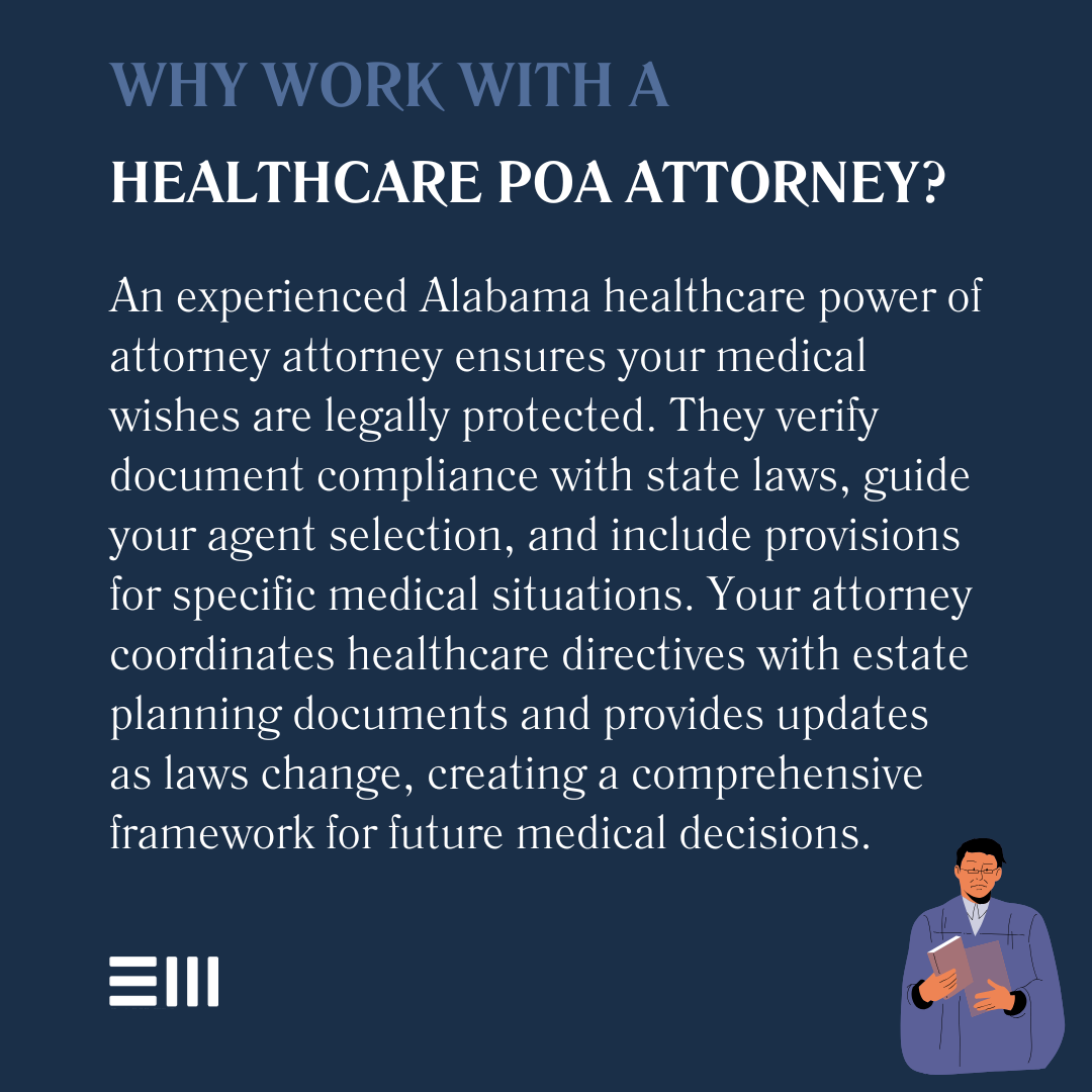 An infographic illustrating why work with a healthcare POA attorney.