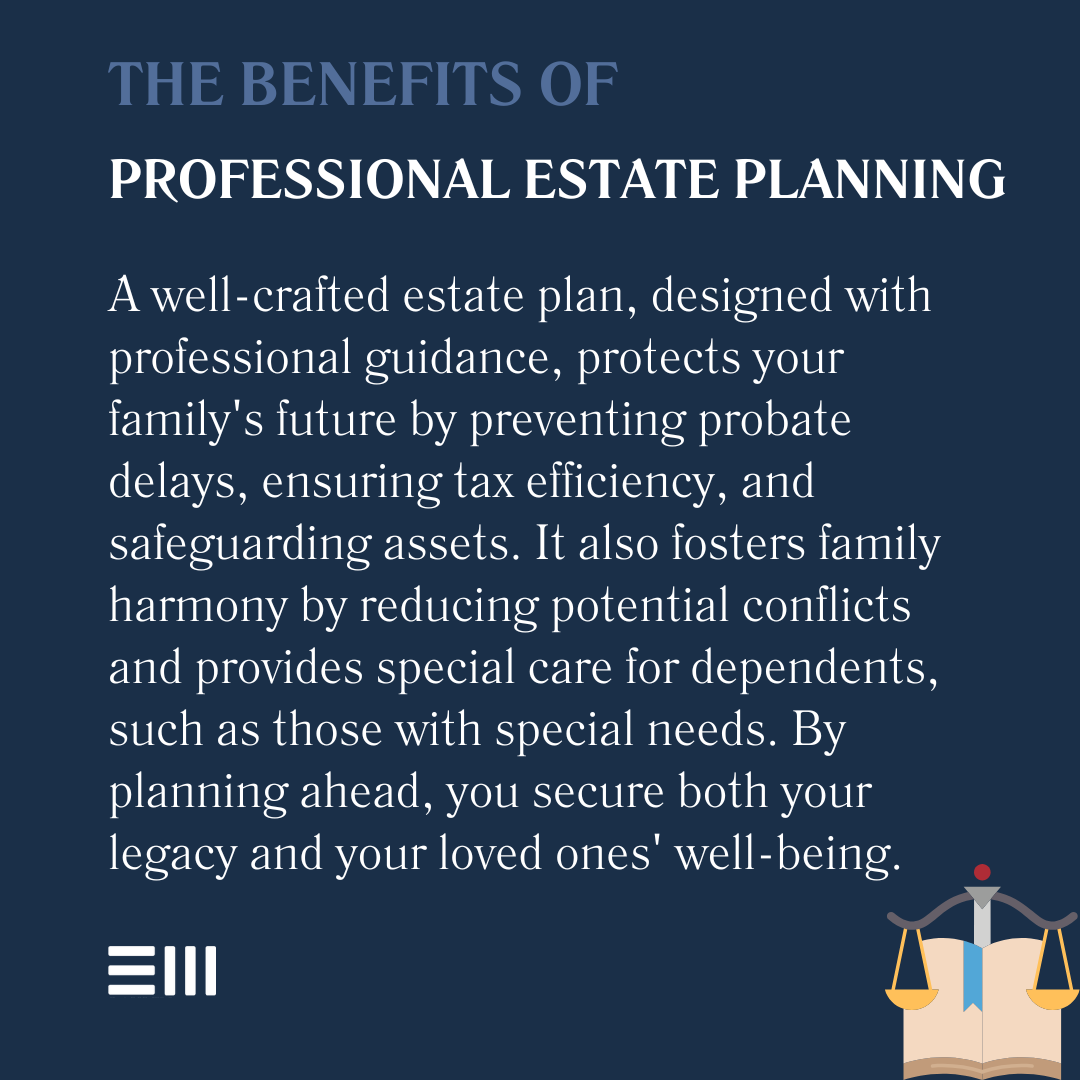 An infographic illustrating the benefits of professional estate planning.