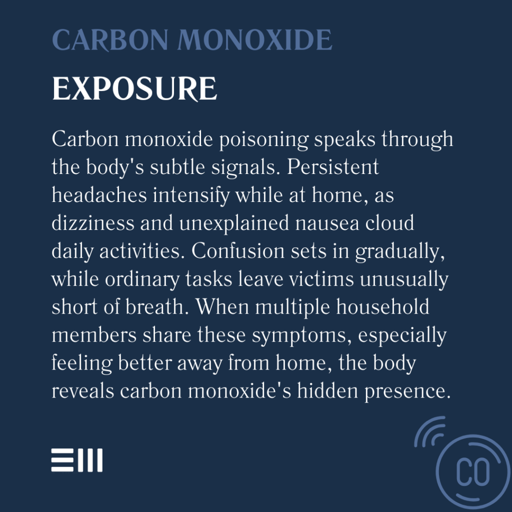 An infographic illustrating carbon monoxide exposure.