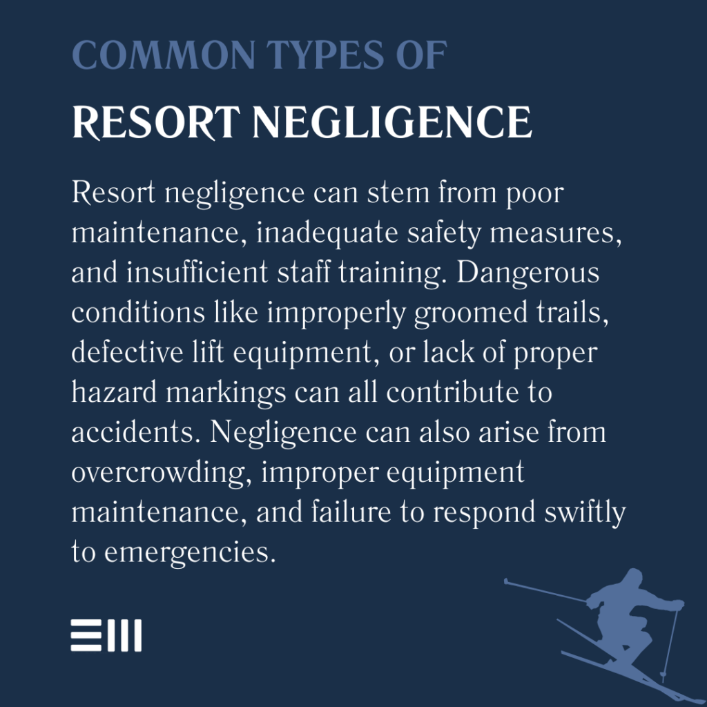 An infographic illustrating common types of resort negligence.