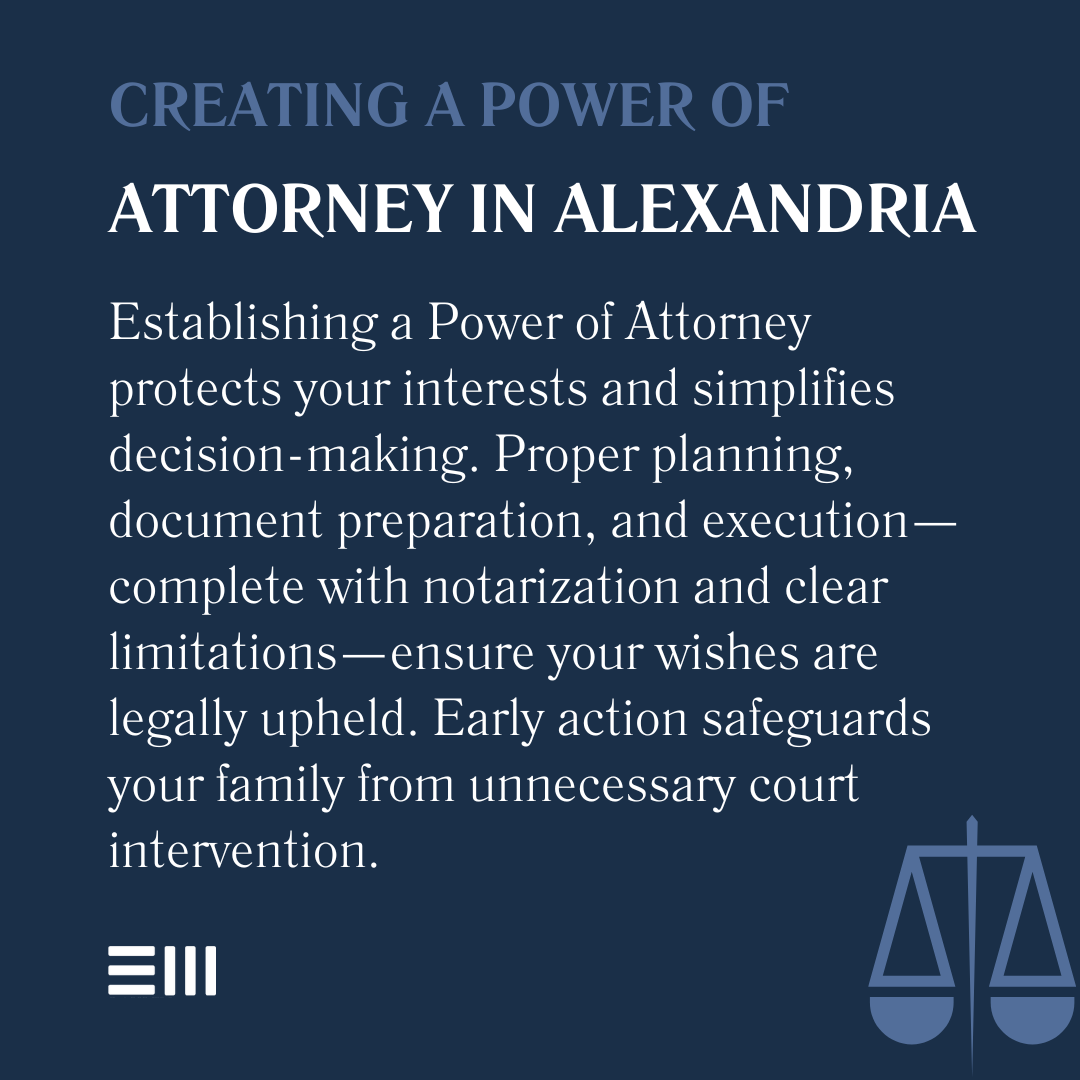 An infographic illustrating creating a power of attorney in Alexandria.