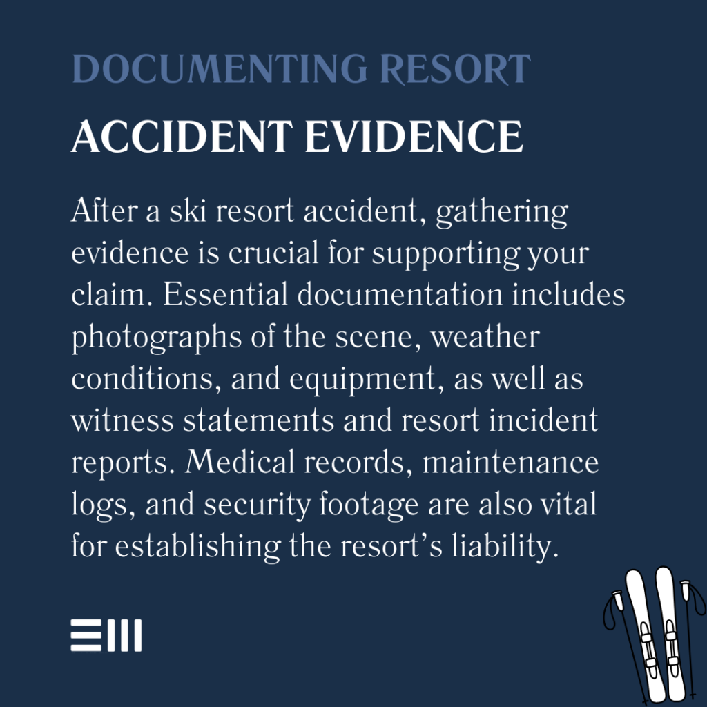 An infographic illustrating documenting resort accident evidence.