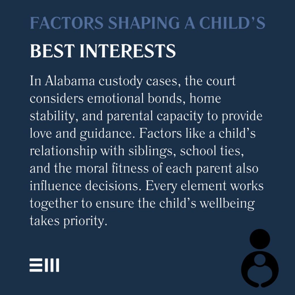 An infographic illustrating factors shaping a child's best interests.