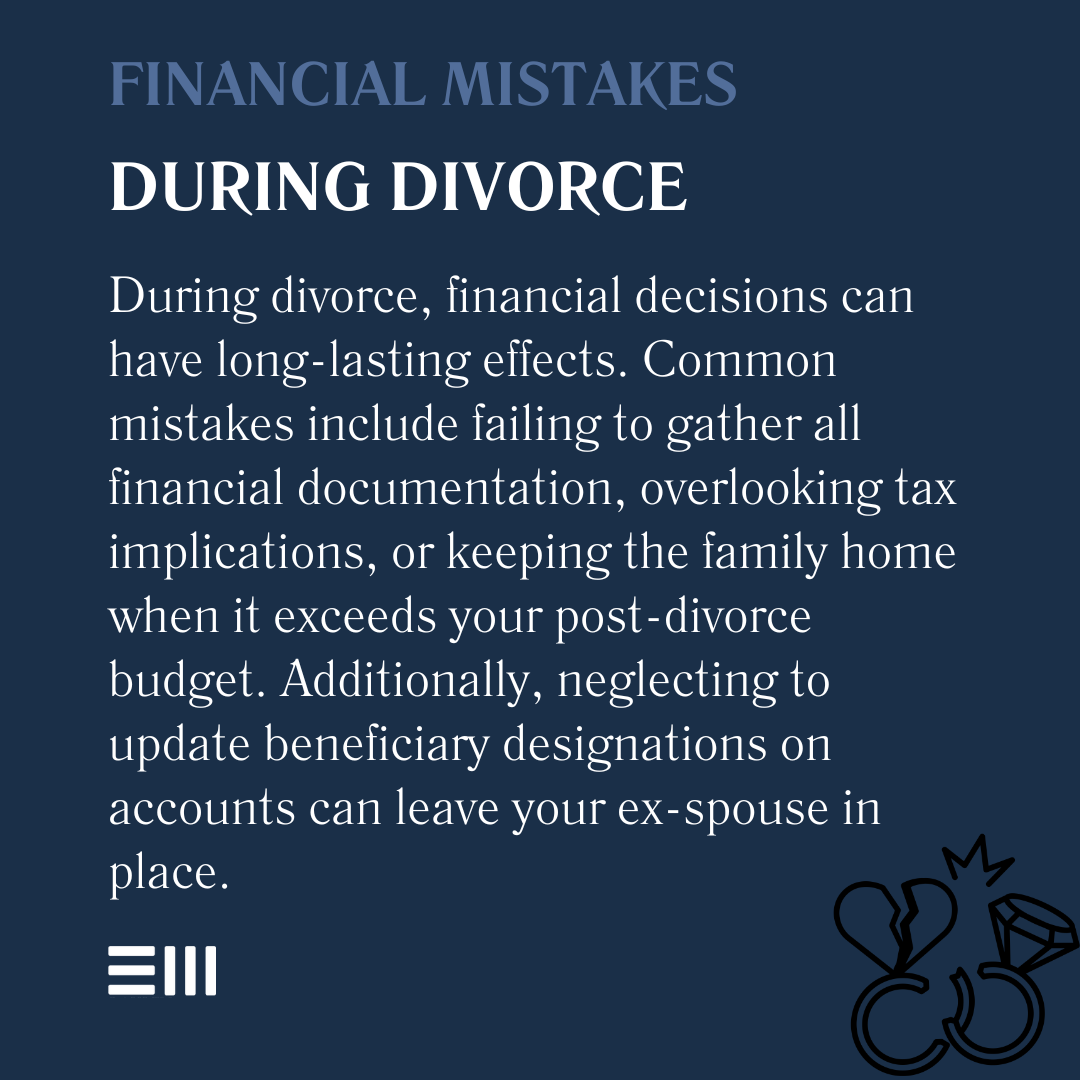 An infographic illustrating financial mistakes during divorce.