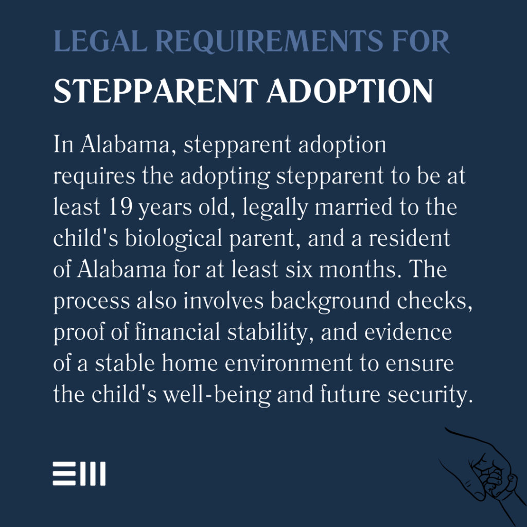 An infographic illustrating legal requirements for stepparent adoption.