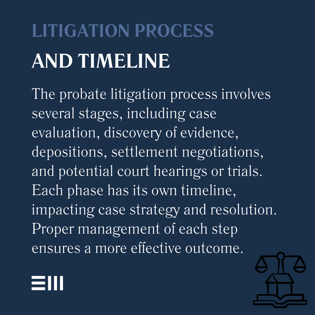 An infographic illustrating litigation progress and timeline.