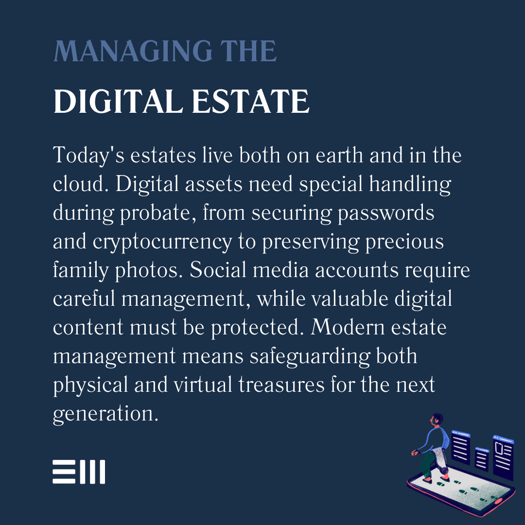 An infographic illustrating managing the digital estate.