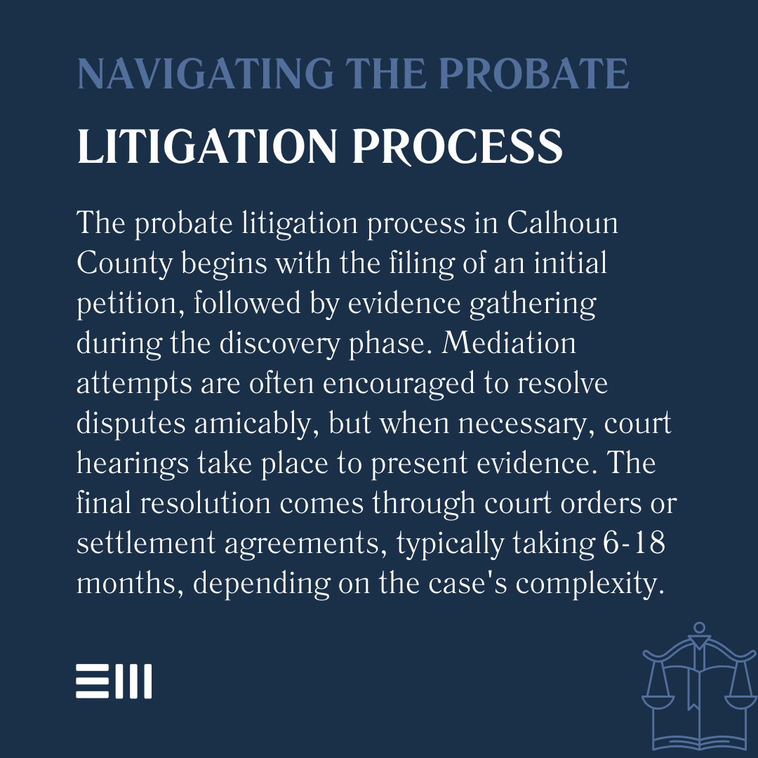 An infographic illustrating navigating the probate litigation process.