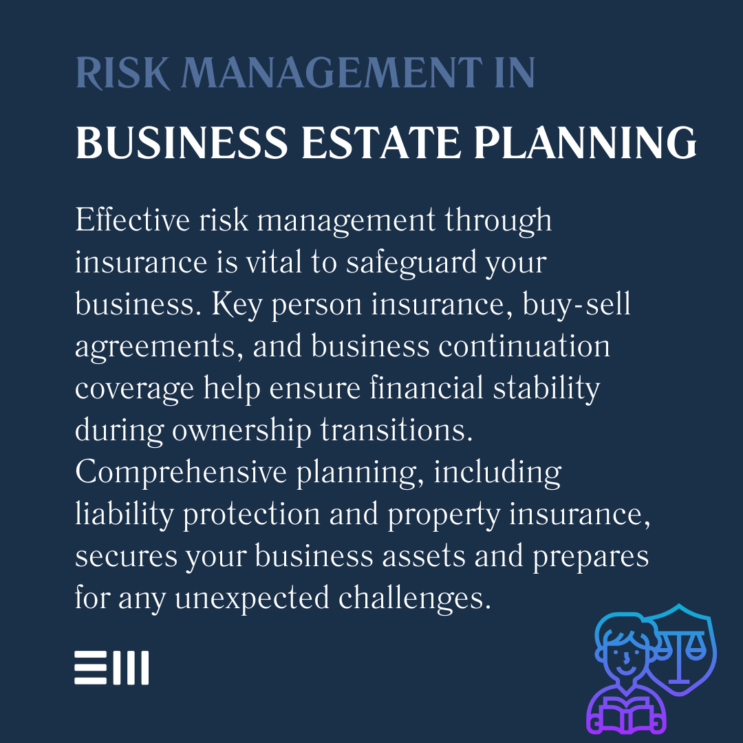 An infographic illustrating risk management in business estate planning.