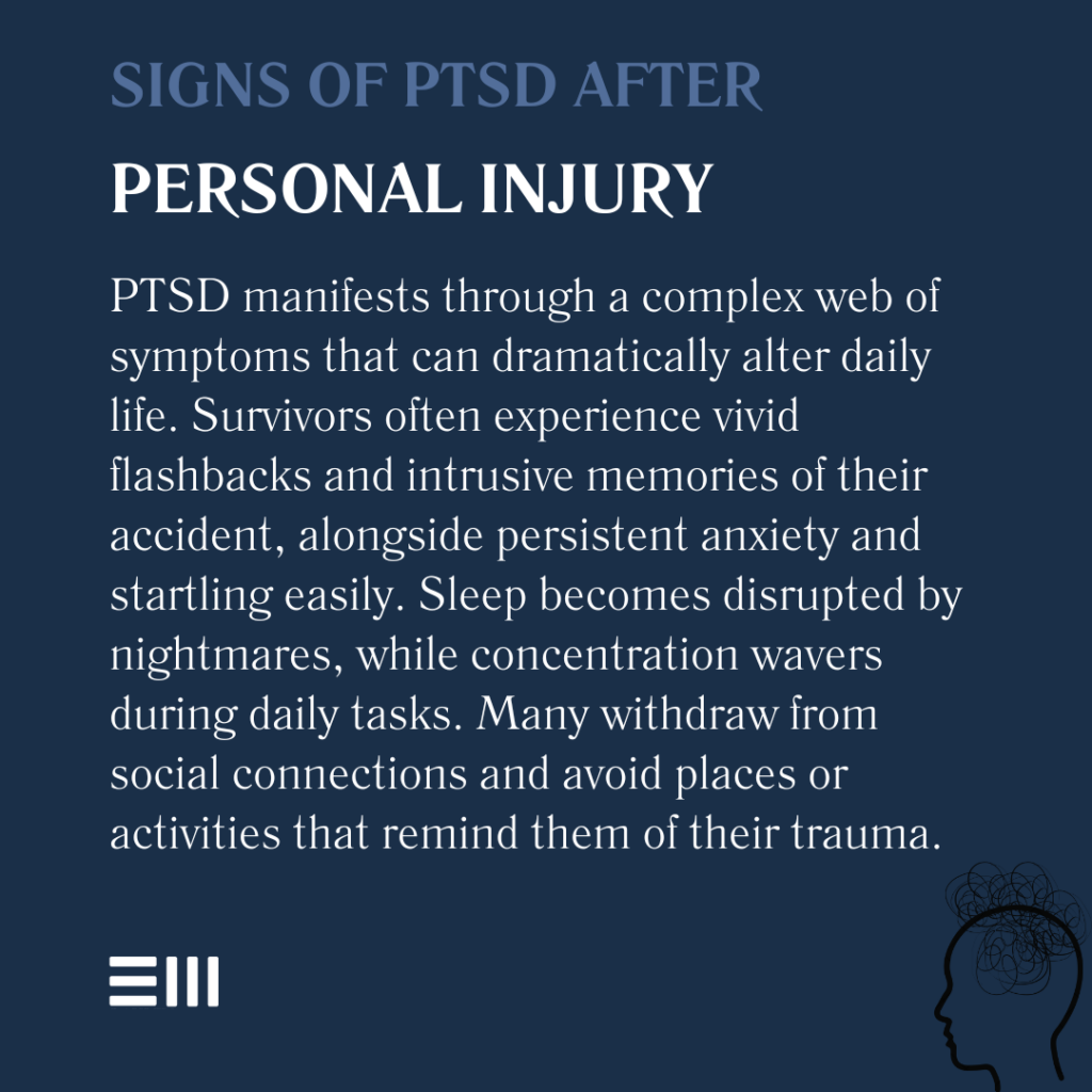 An infographic illustrating signs of PTSD after personal injury.