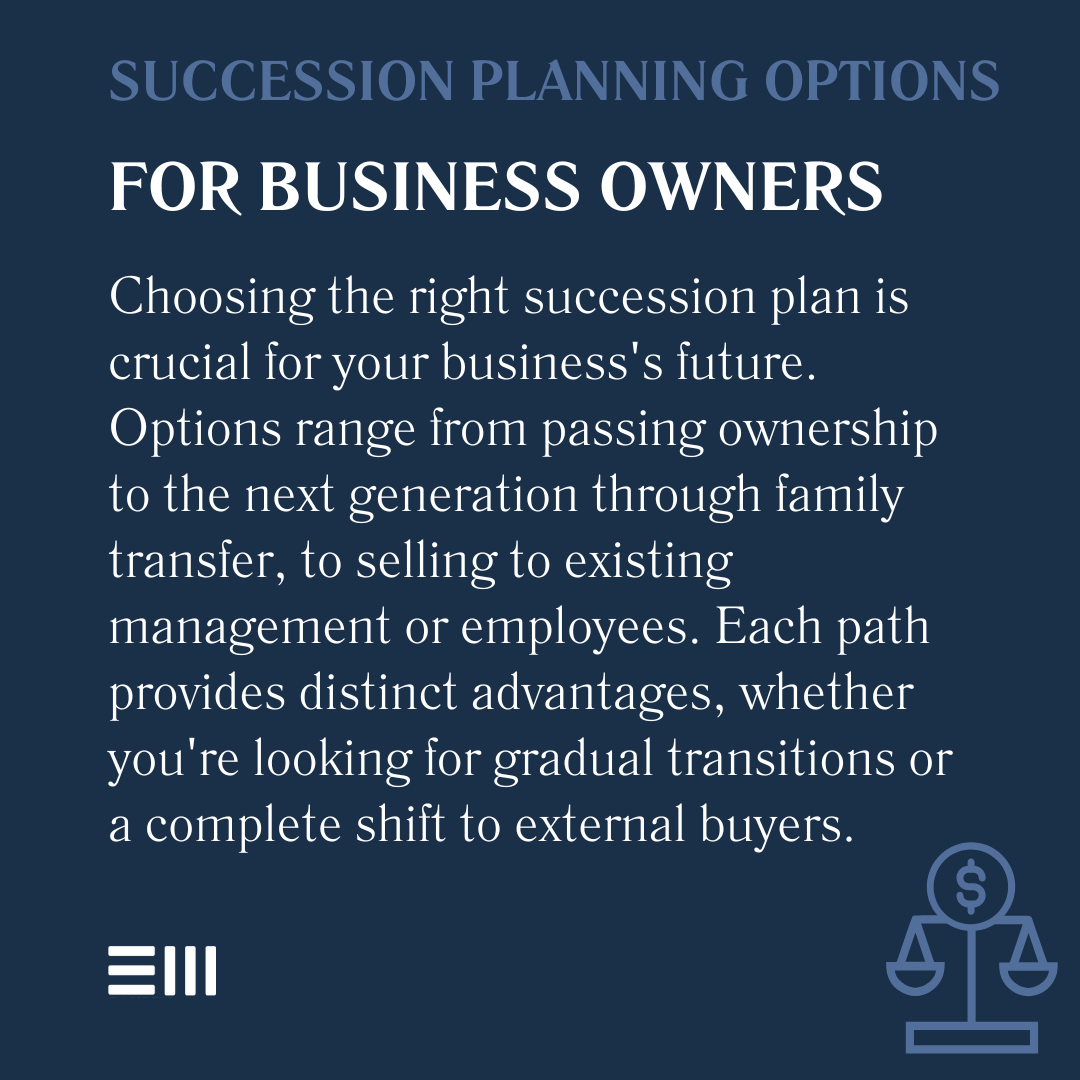 An infographic illustrating succession planning options for business owners.