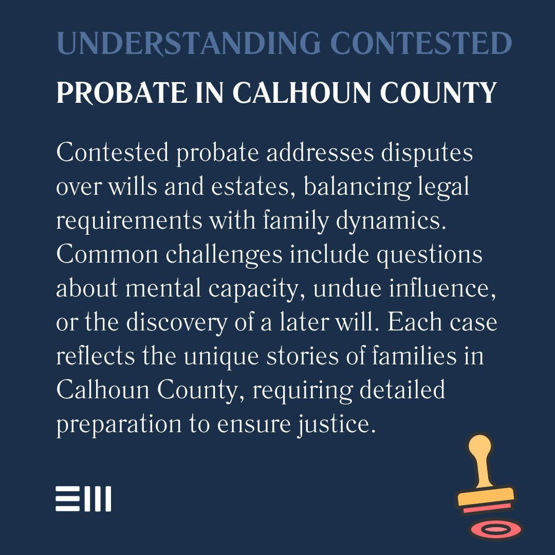 An infographic illustrating understanding contested probate in Calhoun County.