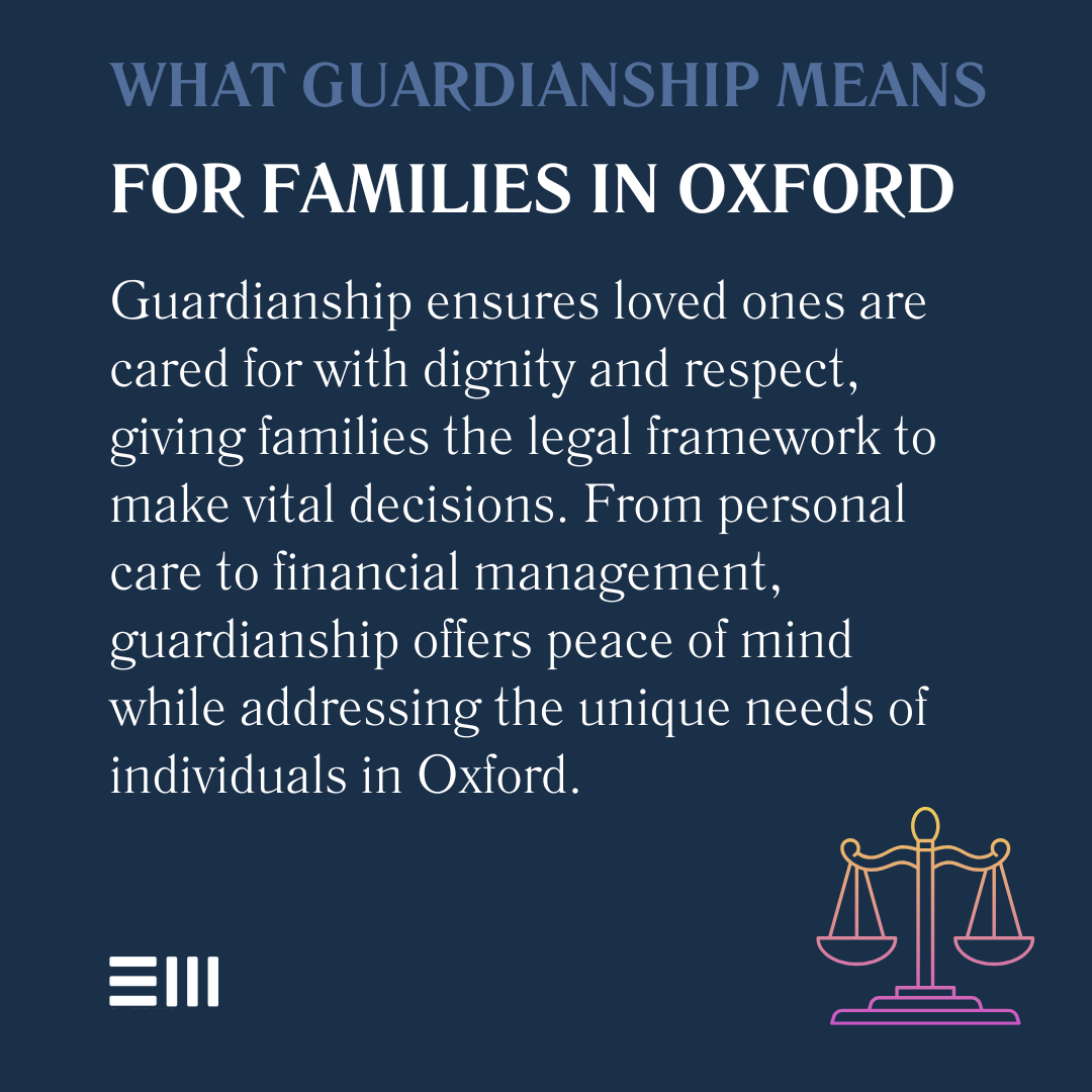 An infographic illustrating what guardianship means for families in Oxford.