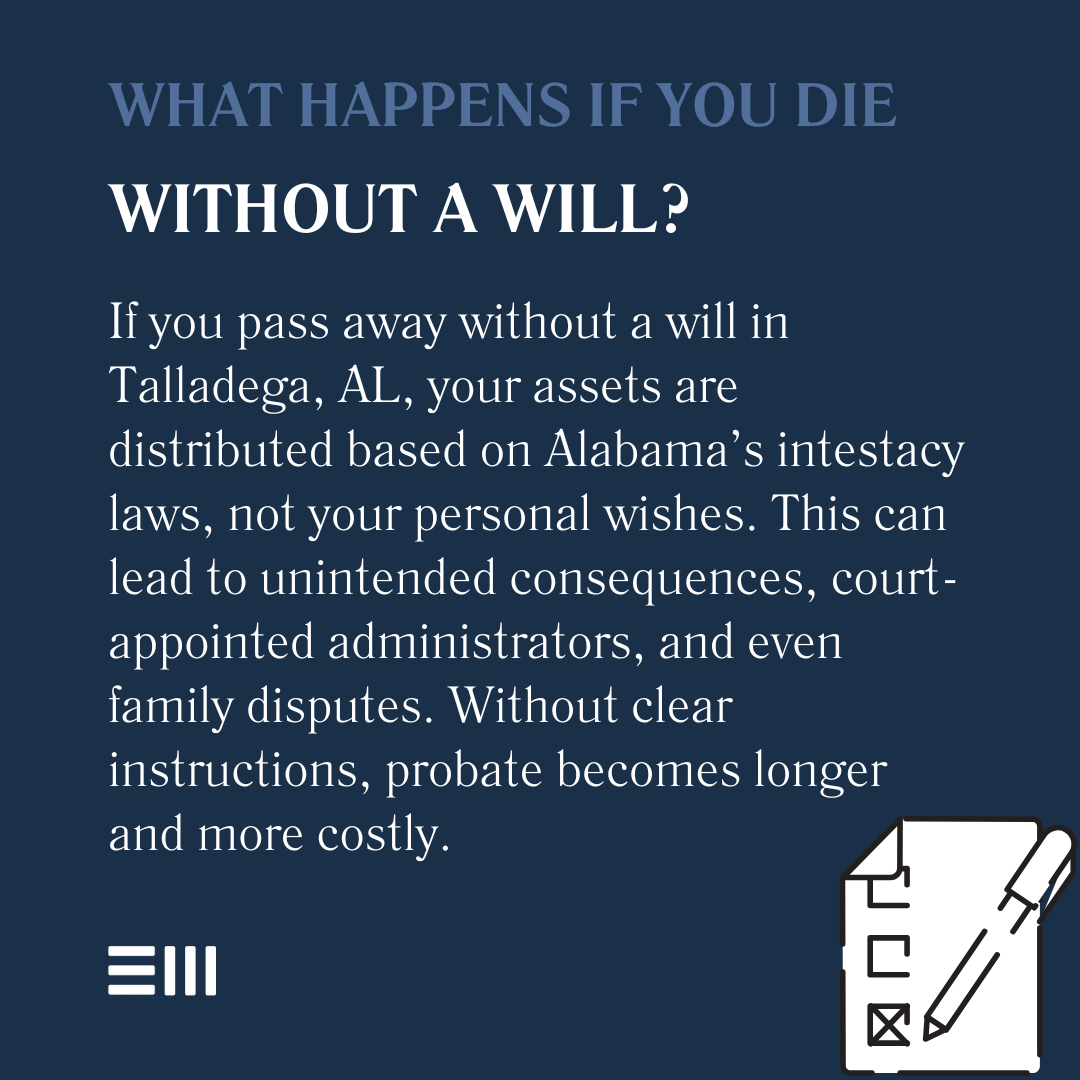 An infographic illustrating what happens if you die without a will.