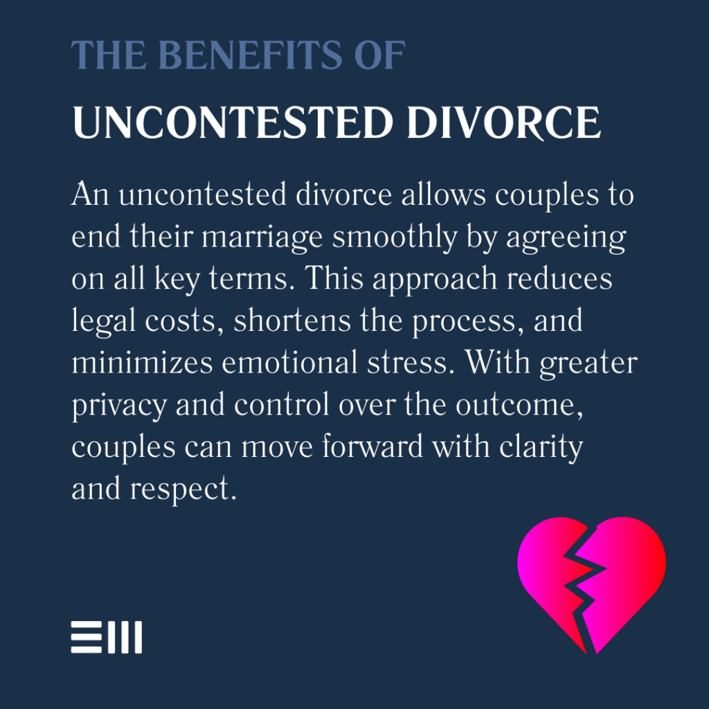 An infographic illustrating the benefits of uncontested divorce in Alabama.