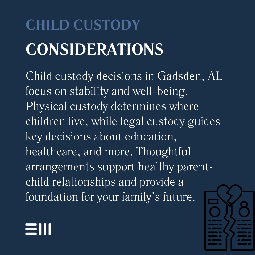 An infographic illustrating child custody considerations.