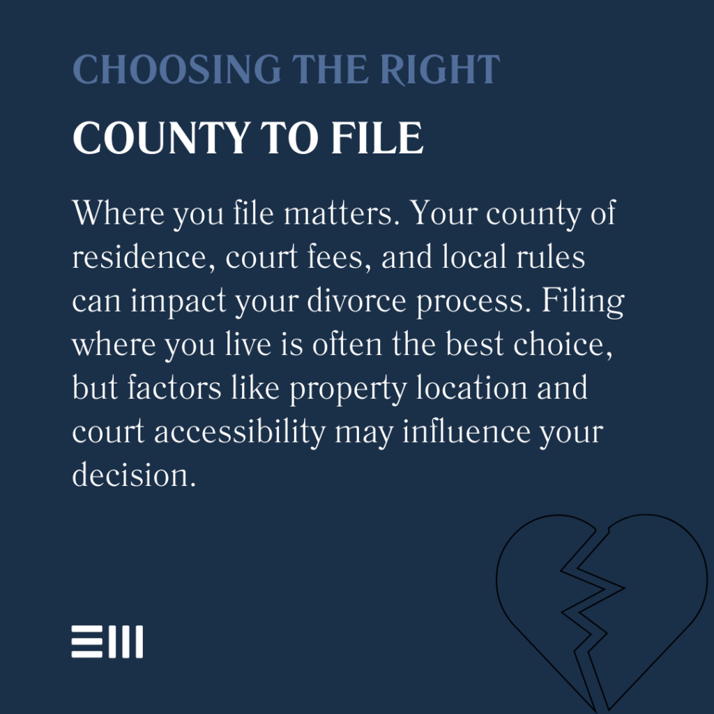 An infographic illustrating how to choose the right county to file for divorce in Alabama.