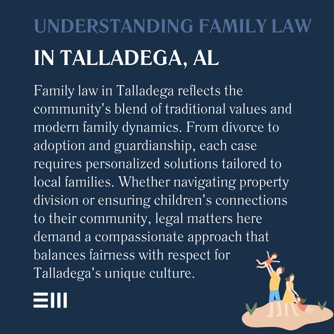 An infographic illustrating understanding family law in Talladega, AL.