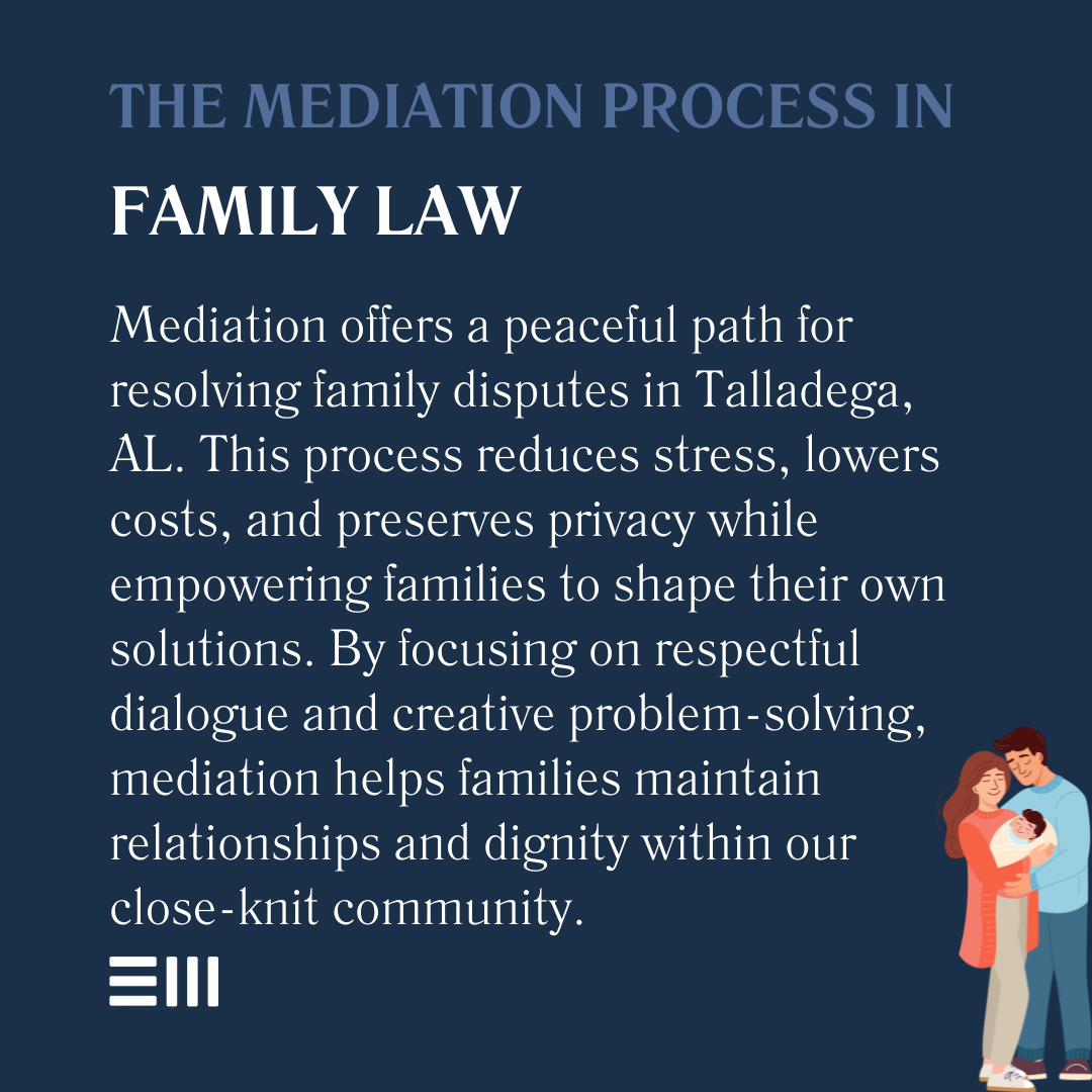 An infographic illustrating the mediation process in family law.