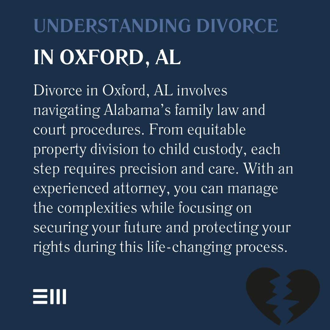 An infographic illustrating understanding divorce in Oxford, AL.