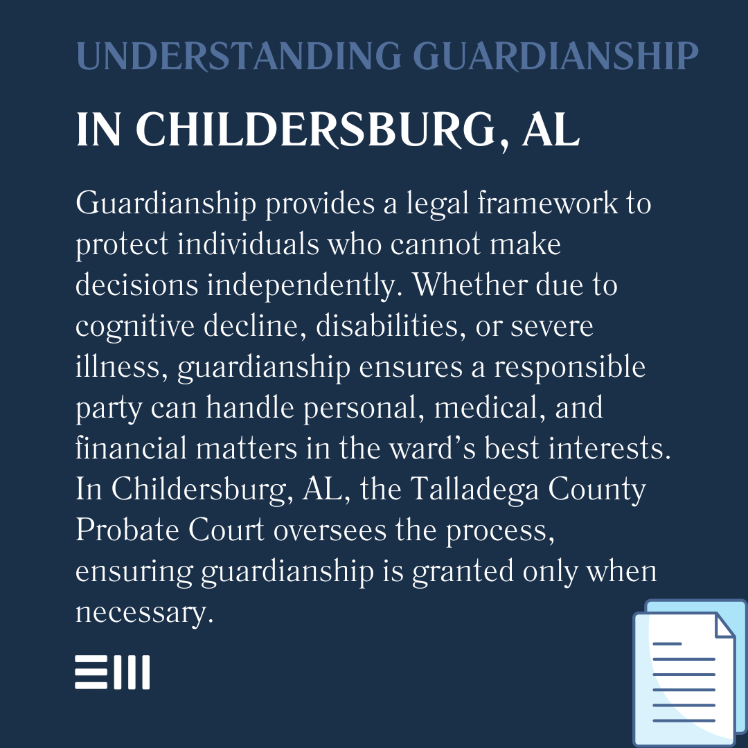 An infographic illustrating understanding guardianship in Childersburg, AL.