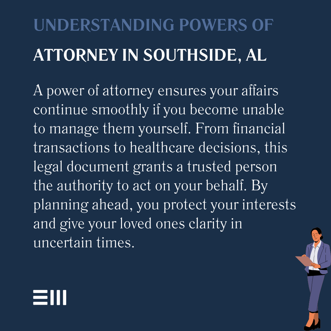 An infographic illustrating understanding powers of attorney in Southside, AL.